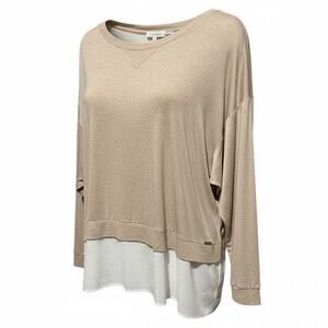 Calvin Klein 2X Layered Look Tunic Top | Drop Shoulder Long Sleeve